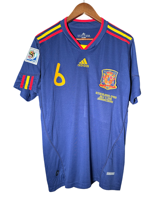 Spain 2009/2010 Iniesta #6 Away World Cup Final Retro Soccer Jersey BLUE